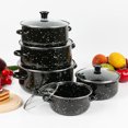 thumbnail image 4 of Wholesale Available: 5-Piece Enamel Cookware Set with Speckled Design – Durable Ceramic Enamel Stockpots for Soups/Stews, Gas Stove Compatible, Compact Storage (73.5x25x57.5cm Box), Assorted Colors:, 4 of 5