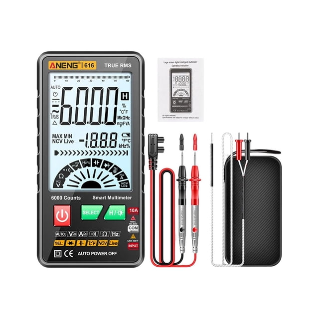 Almencla Pocket Digital Multimeter High Precision Multifunction 6000 Counts Test Tool LCD Black