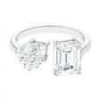 thumbnail image 5 of Silvago Jewel Excellent 2 Ct Emerald Cut Lab Created Simulated Diamond Toi Et Moi Engagement Ring - 14K White Gold Plated Wedding Anniversary Ring - Anniversary Gift Ring - Diamond Ring, 5 of 8