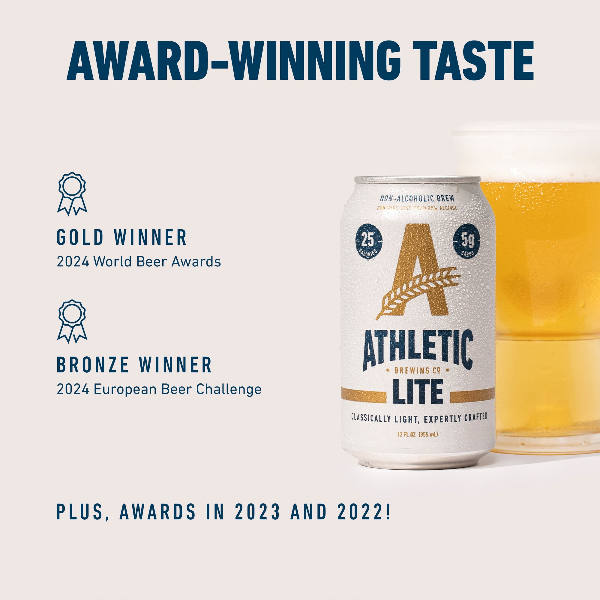 Athletic Brewing Company Athletic Lite, Light Non-Alcoholic Beer, 6 pack, 12 fl oz, <0.5% ABV