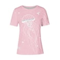 thumbnail image 4 of Tops de Ajuste Suelto para las Mujeres Sudadera Casual Impresa Manga Corta Cuello Redondo Superior, Poliéster, 4 of 4