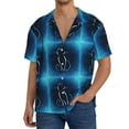 thumbnail image 3 of Wukai Cat Sketch Men's Casual Short-Sleeve Button Down Shirt - Lightweight Summer Dress Shirt for Daily Wear-X-Large, 3 of 7