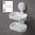 thumbnail image 4 of Jabonera de doble capa con ventosa, soporte para esponja resistente para ducha, baño, bañera y fregadero de cocina, sin taladros, extraíble, 4 of 4