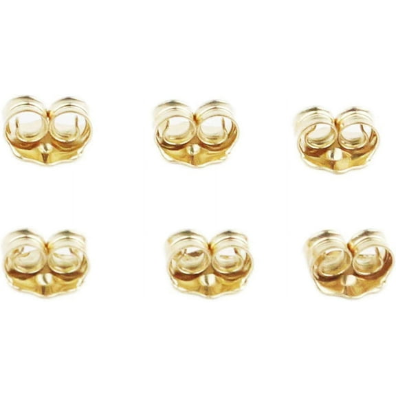 14K Gold Earring Back Yellow Ear Locking Earring Backs Replacements (3 Pairs)