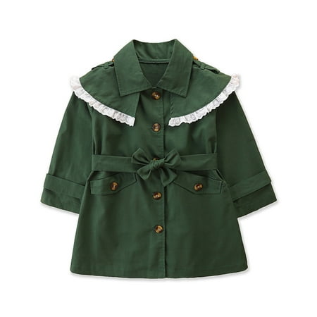 

QWERTYU Toddler Baby Child Children Kids Girl Long Sleeve High Neck Jacket Pockets Fall Winter Coat Button Up Outerwear 2Y-8Y