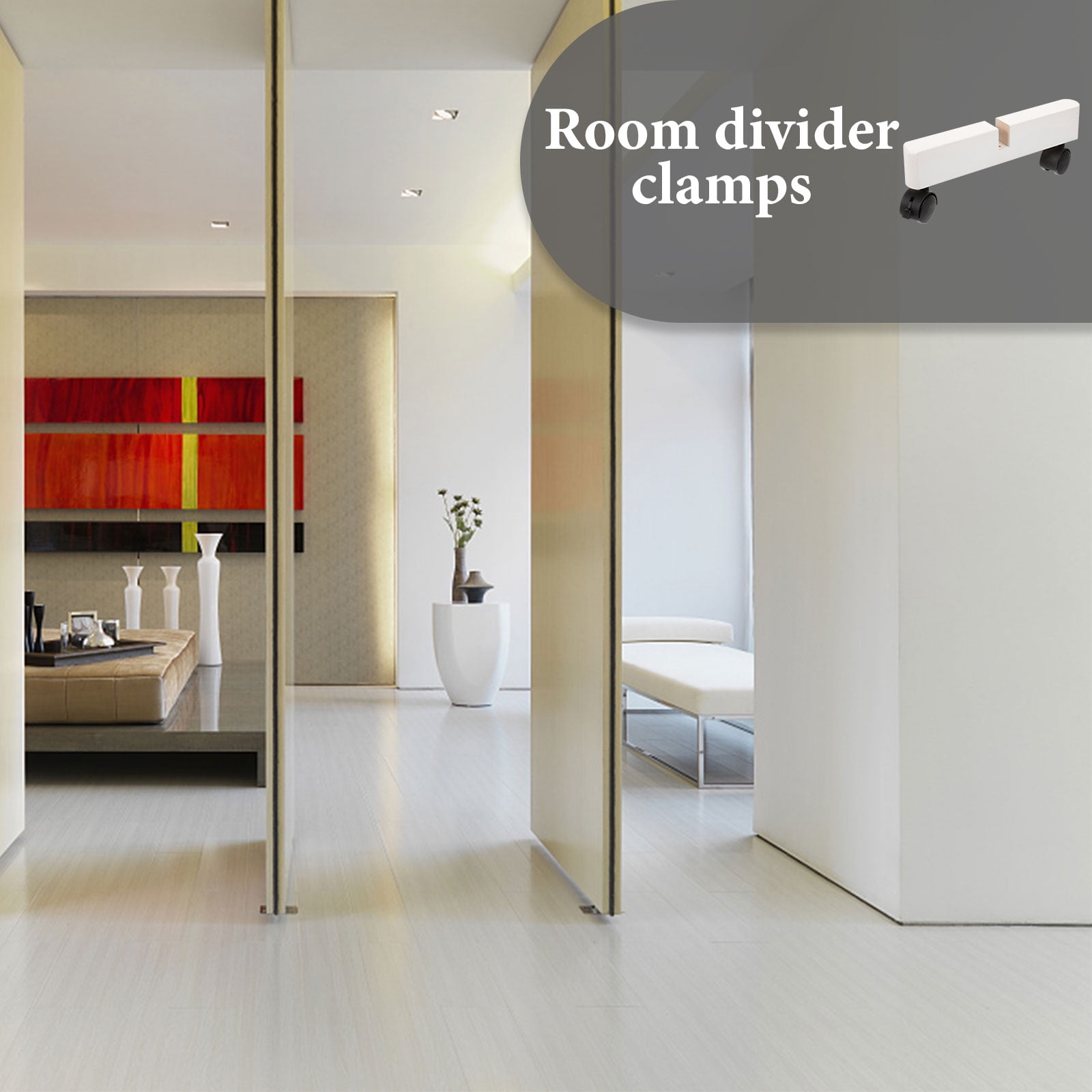 HOMEMAXS Wooden Room Divider Stand with Wheels for DIY White Multifunctional Privacy Screen Holder Suitable for Home and Office 2 Pieces