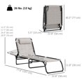 thumbnail image 2 of Set of 2 Folding Lounge Chairs, 4-Position Adjustable Reclining Chaise Lounges with Padded Headrest, Breathable Mesh & Steel Frame, Cream White, for Pool, Beach, Camping & Patio, 2 of 7