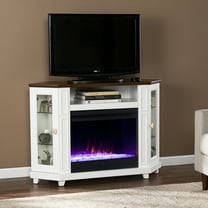 SEI Furniture Dilvon Wood Color Changing Fireplace with Storage in White
