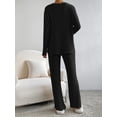 thumbnail image 5 of Caoirhny Women’s Two Piece Outfits Set Long Sleeve V Neck Ribbed Knit Tops and Pants Set Loungewear, 5 of 6