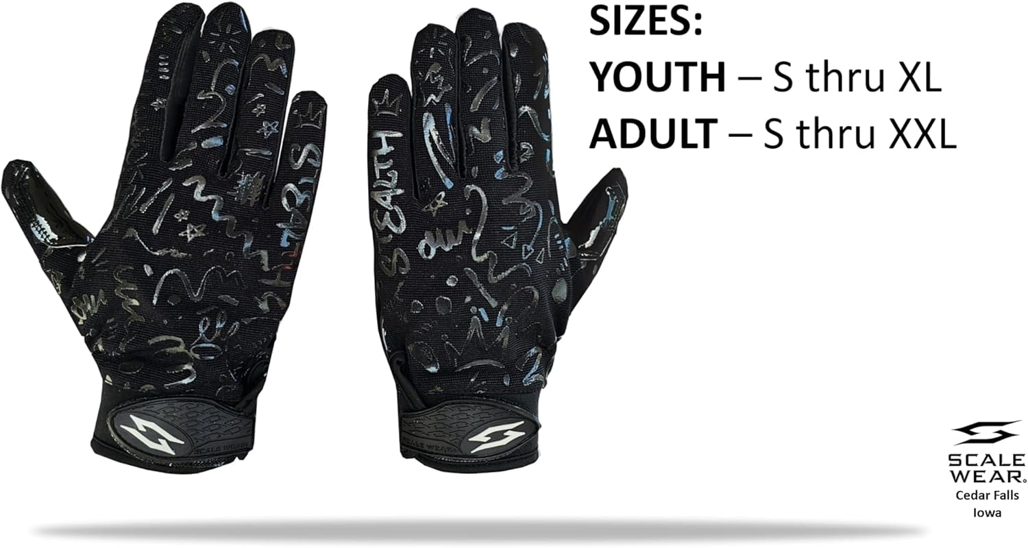 Scale Wear Design Just for You Momma Football Gloves Sticky Tacky Pro Grip Super Palms Boost Your Game Glove Sizes Youth Adult Mens (Black, Adult - Medium)