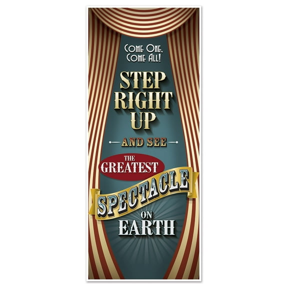 Party Central Club Pack of 12 Brown and Blue Vintage Circus Door Cover Hanging Decors 72"