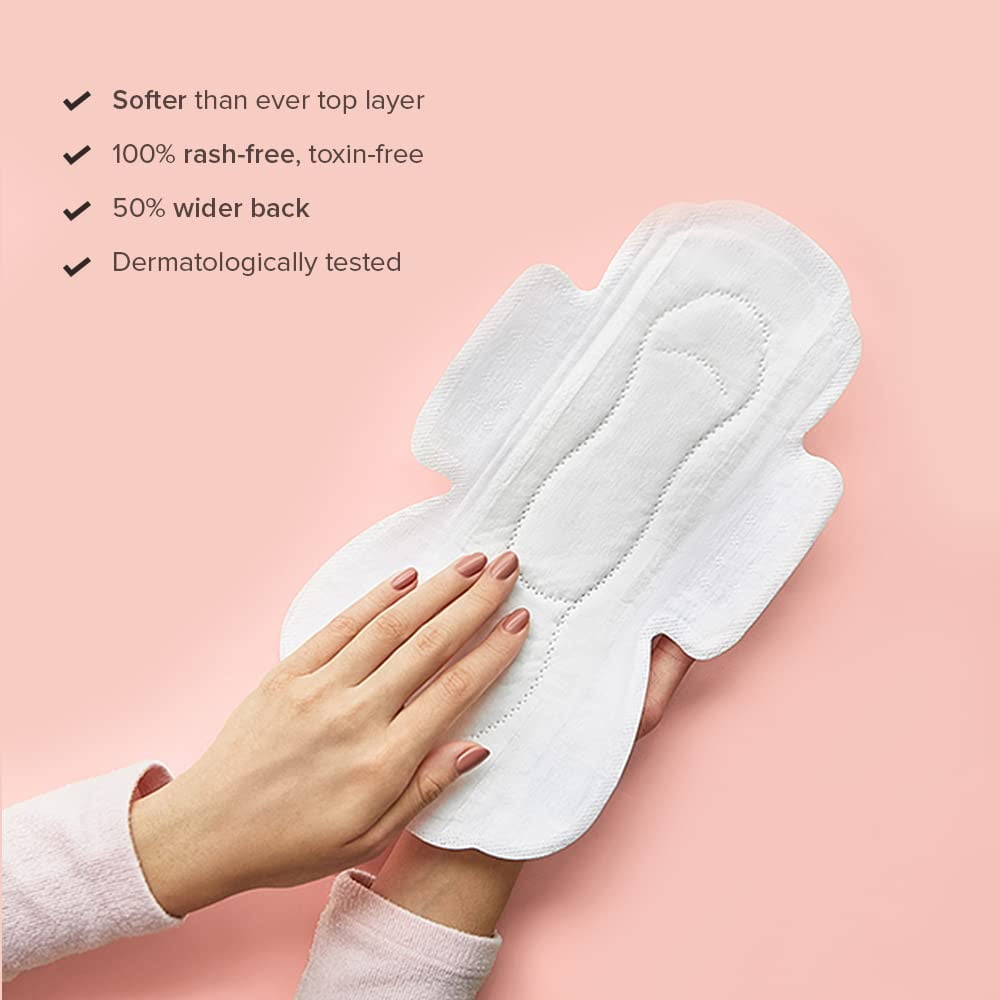 Nua Ultra Safe 50 Sanitary Pads For Women | 3 Sizes In 1: 12 Heavy Flow-Xl+, 20 Medium-Xl & 18 Light-L | Toxic-Free & Rash-Free | Unscented | Leakproof | With 50 Disposal Pouches|