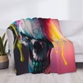 thumbnail image 3 of Rateoe Modern Abstract Colorful Skull A Pattern Flannel Throw Blanket, Ultra-soft Blanket for Bed, Couch, Car, Hypoallergenic Anti-pilling blanket-50"x40"(Horizontal), 3 of 6
