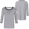 thumbnail image 4 of fatyb 3/4 Sleeve Tops for Women Crew Neck Color Block T Shirts Comfort Blouses Summer Casual Loose Tee, 4 of 7