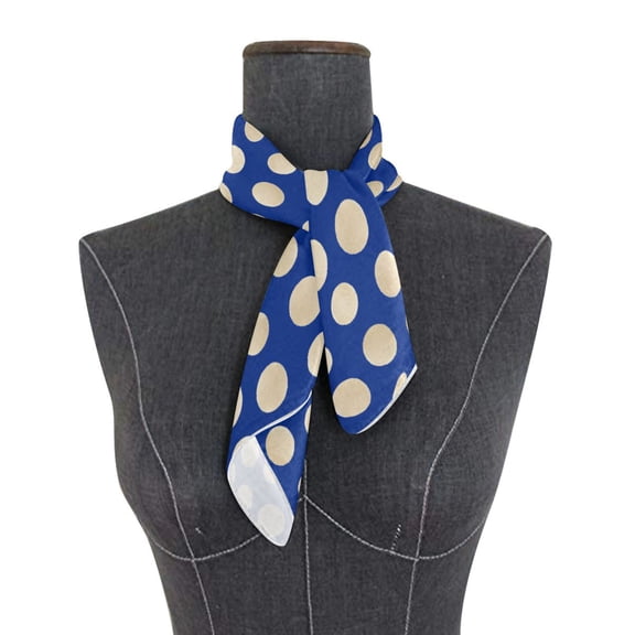Square Scarf 24x24 Inch Navy Blue Gold Polka Dot Silky Satin Sun Protection Neck Scarf for Women Multi-Purpose Head Wrap Bandana for Hair Bag Decoration