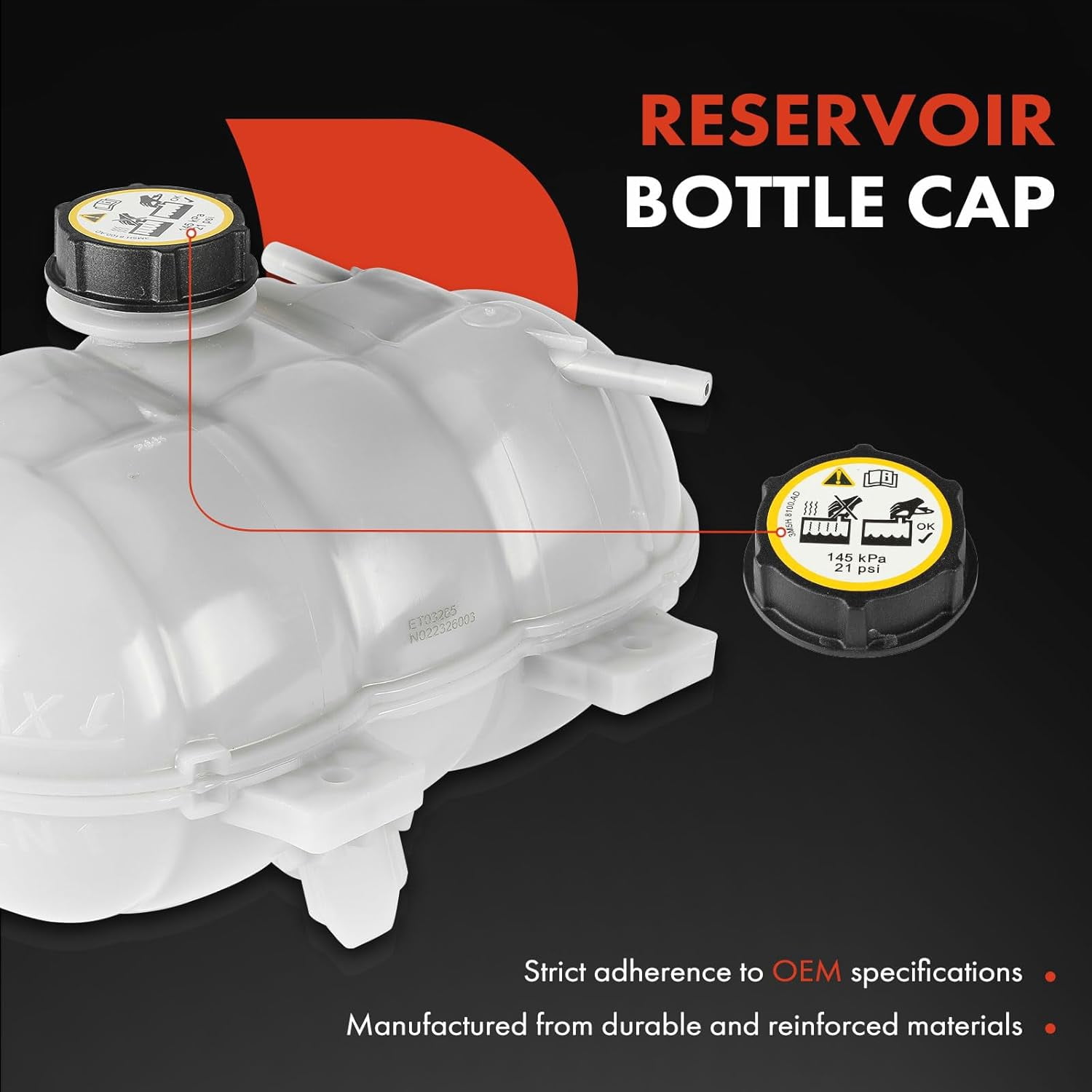 A-Premium Engine Coolant Overflow Recovery Expansion Tank [with Cap] Compatible with Ford Mustang 2015-2023