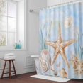 thumbnail image 3 of Shell Starfish Bathroom Shower Curtain, Seaweed Nautical Watercolor Waterproof Washable Soft Bath Curtain for Bathtub Decor with 12 Hooks&Grommet, 36x78 Inch, 3 of 9
