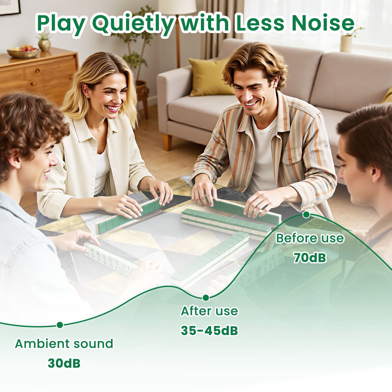 Mahjong Mat 31.5" x 31.5" seamless geometric gold metallic lines silver Non-Slip Noise Reduction American Mahjong Tiles Table Cover for Dominoes Poker Card Board Games Gift