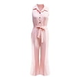 thumbnail image 4 of Idoravan Jumpsuits for Women Casual Wide Leg Womens Fashion Summer Solid Casual Sleeveless Button Belt Long Jumpsuit, 4 of 6
