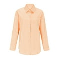 thumbnail image 5 of kaprioy Womens Button Down Shirts Striped Classic Long Sleeve Collared Office Work Blouses Tops with Pocket Orange, XXL, 5 of 6