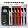 thumbnail image 3 of ELEHOLD Wallet Case for Samsung Galaxy Z Flip 5 ,Shockproof Leather Card Cash Slots Flip Kickstand Protective Wallet Case with Shoulder Strap / Lanyard for Samsung Galaxy Z Flip 5 ,Purple, 3 of 5