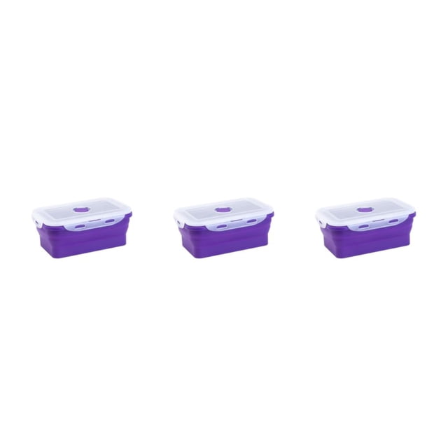 Ruiboury Silica Gel Compact And Convenient For Easy Storage Making Lightweight Sealed Preservation Box Microwave Lunch Box purple 1200ml 3Set