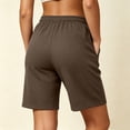 thumbnail image 6 of Women's Knit Elastic Waist Shorts with Pockets, Drawstring Casual Summer Bottoms, Soft Stretchy Fabric, Loose Fit, Lounge Athletic Gym Hiking Travel, Womens | VerBelle,Coffee XL, 6 of 7