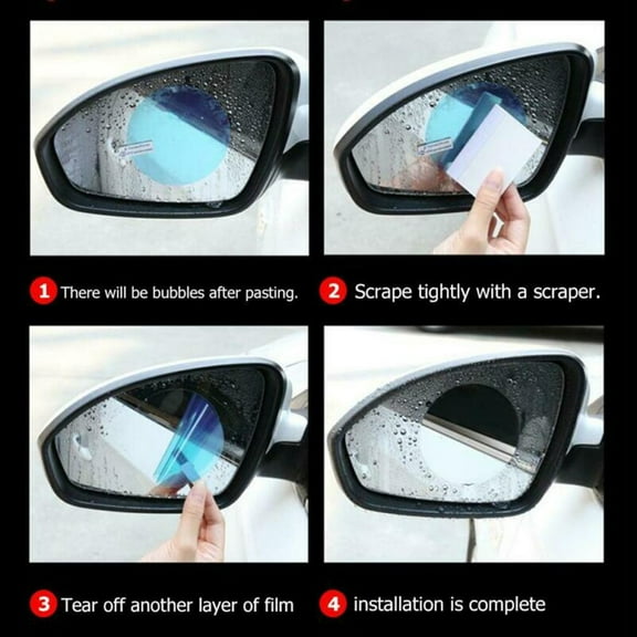 4Pcs Car Rearview Mirror Side Window Glass Anti-Fog Film Rain Protection Square Oval Rear View Mirror Protecte Film Fangkenuo