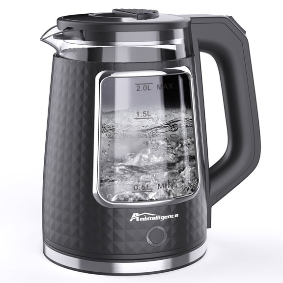 Electric Tea Kettle for Boiling Water, Food Grade Stainless Steel Base, 2.0L/1000W, with Auto Shut-Off and Boil-Dry Protection, Wide Opening