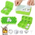 thumbnail image 1 of Ice Cube Tray,Silicone Ice Cube Molds for Freezer with Lid (Set of 4) - Sphere Ice Ball, Large Square, Diamond Cut & Hexagonal Shapes Ice Maker for Whiskey,Reusable and BPA Free, 1 of 6