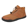 thumbnail image 5 of Rokment Womens Mens Furry Lined Barefoot Water Snow Boots Waterproof Wide Toe Zero Drop Non Slip Hiking Ankle Booties Brown Size 10, 5 of 7