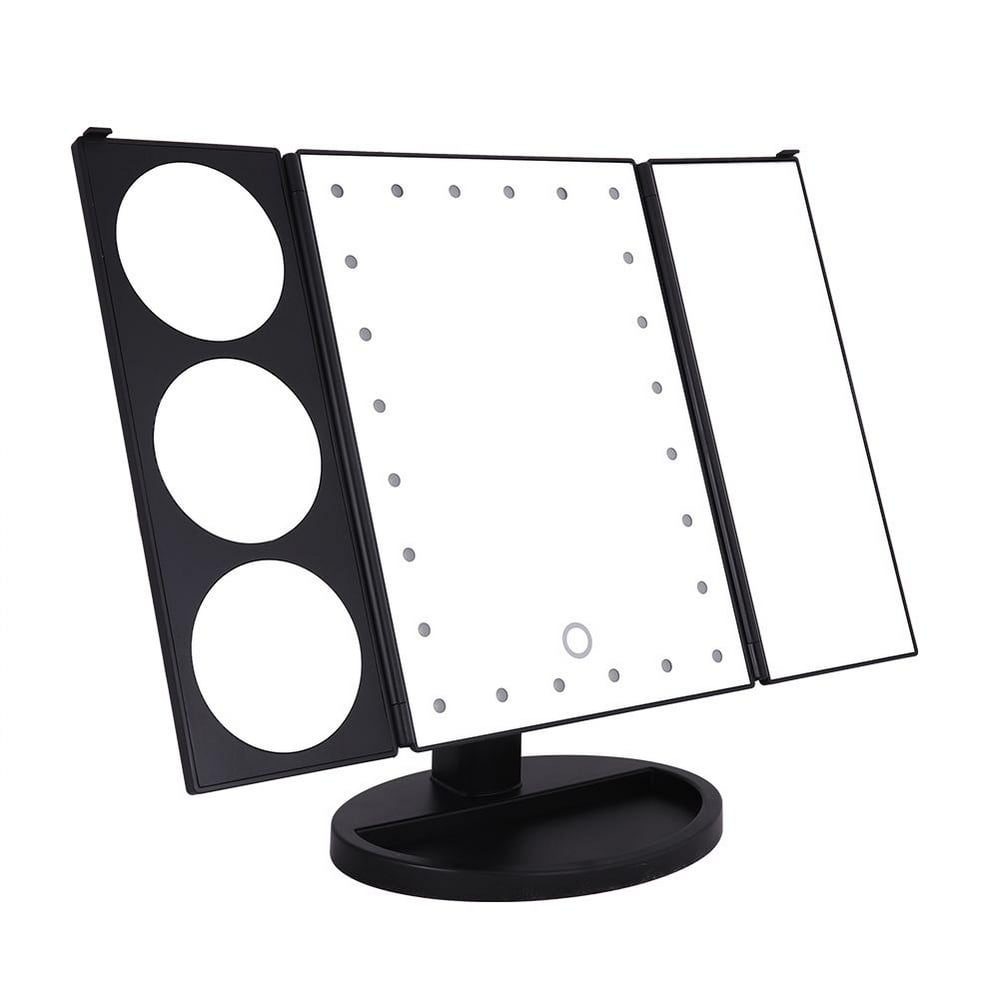 HERCHR LED Lighted Big Makeup Mirror 3X/5X/10X Magnifying Trifold