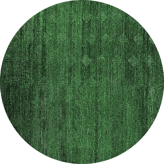 Ahgly Company Indoor Round Solid Emerald Green Modern Area Rugs, 6' Round