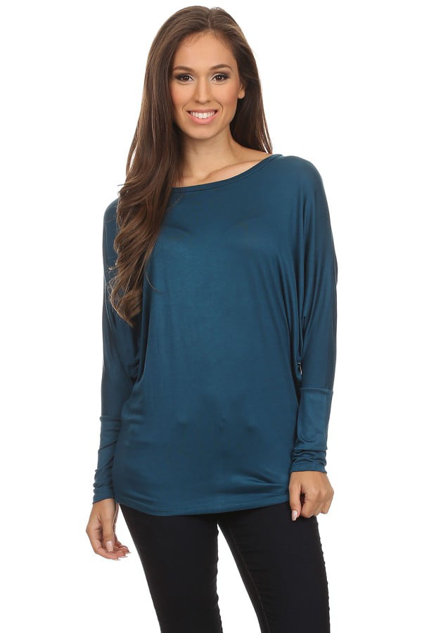 Women's Trendy Style Dolman Long Sleeves Solid Top - Walmart.com