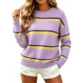 thumbnail image 4 of Zeijnsda Womens Winter Sweaters Thicken Warm Striped Sweaters Crew Neck Knit Pullover Sweaters for Women, 4 of 6