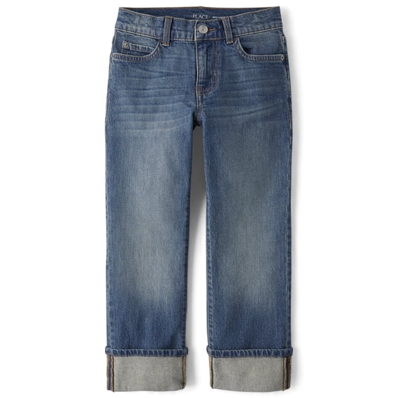 The Children's Place Boys Pull On Roll Cuff 90s Loose Fit Jeans, Sizes 4-16