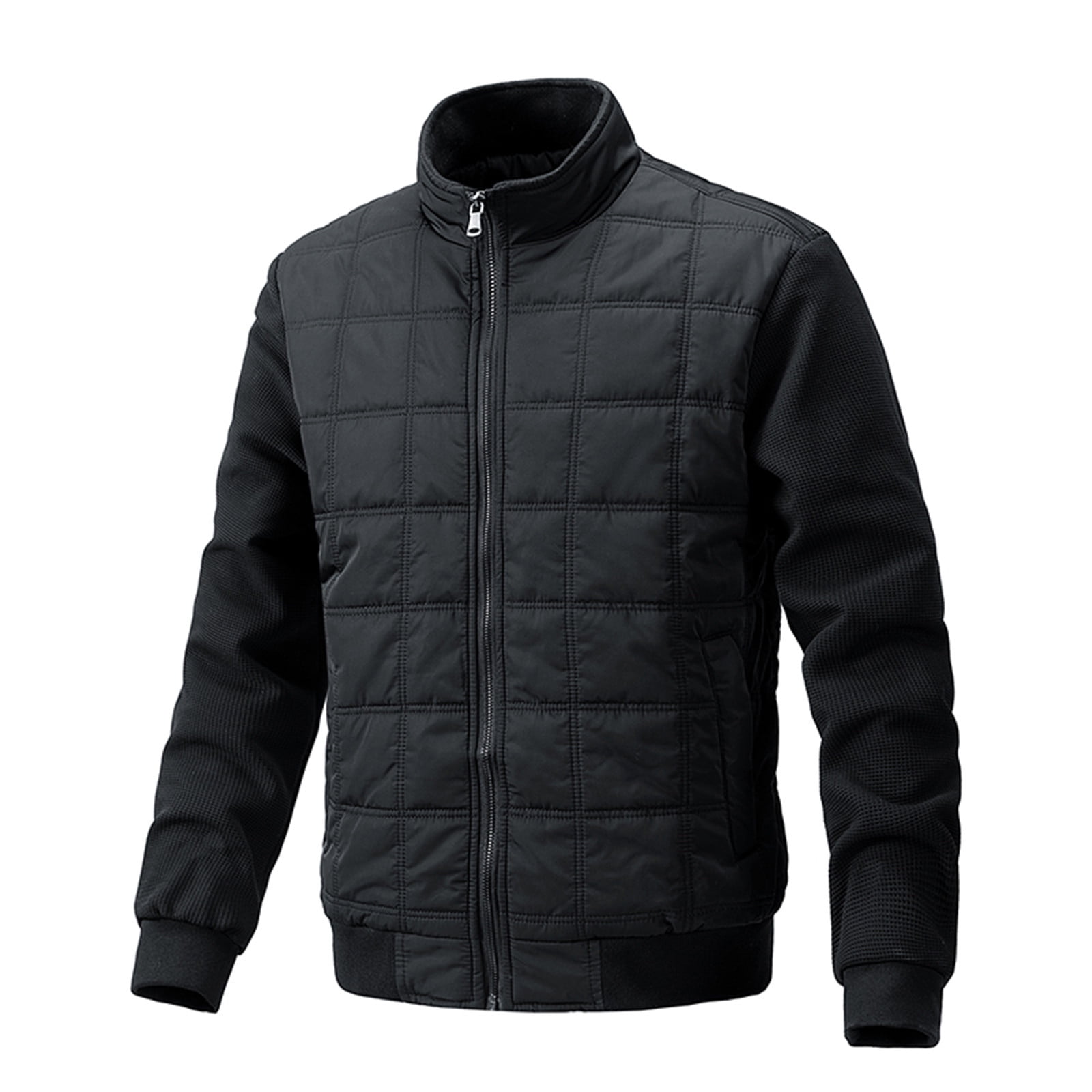 Mefallenssiah Men Jackets Clearance Sale Men S Stand Collar Zipper Pocket Knit Sleeve Light Cotton Jacket Long Sleeve Hoodless Casual Coat Jacket