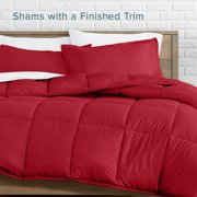 Bare Home Goose Down Alternative Comforter Set, Premium 1800 Collection, with Pillow Shams, 3 Piece Set, Oversized King, Red