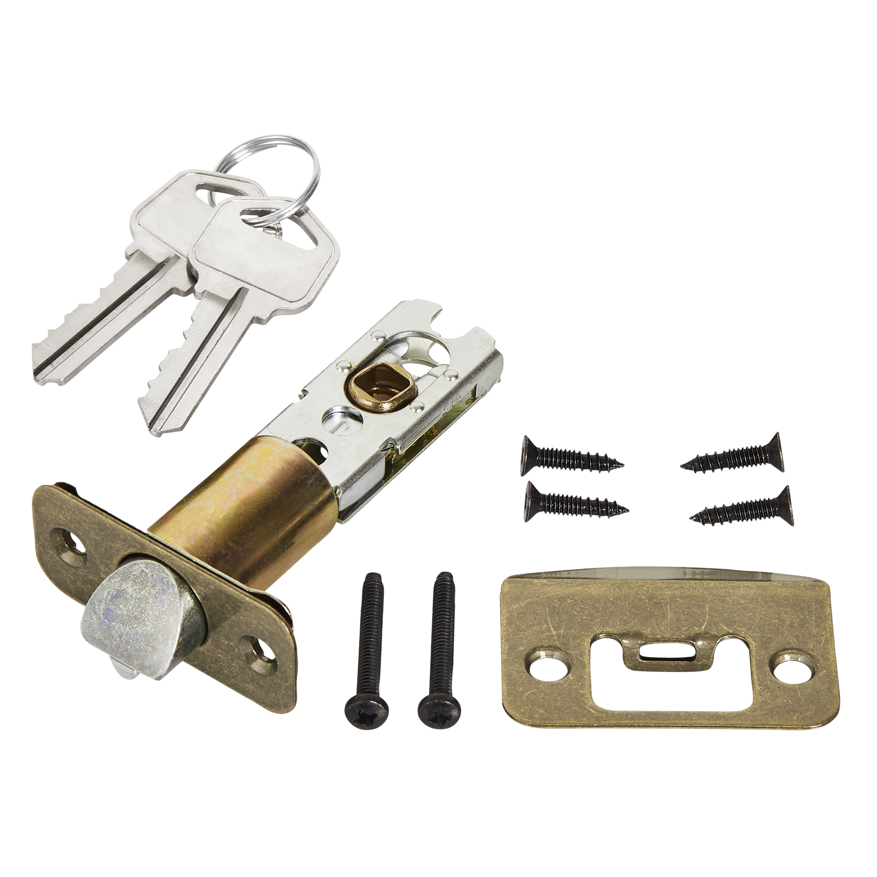 Hyper Tough Keyed Entry Ball-Style Doorknob, Antique Brass Finish