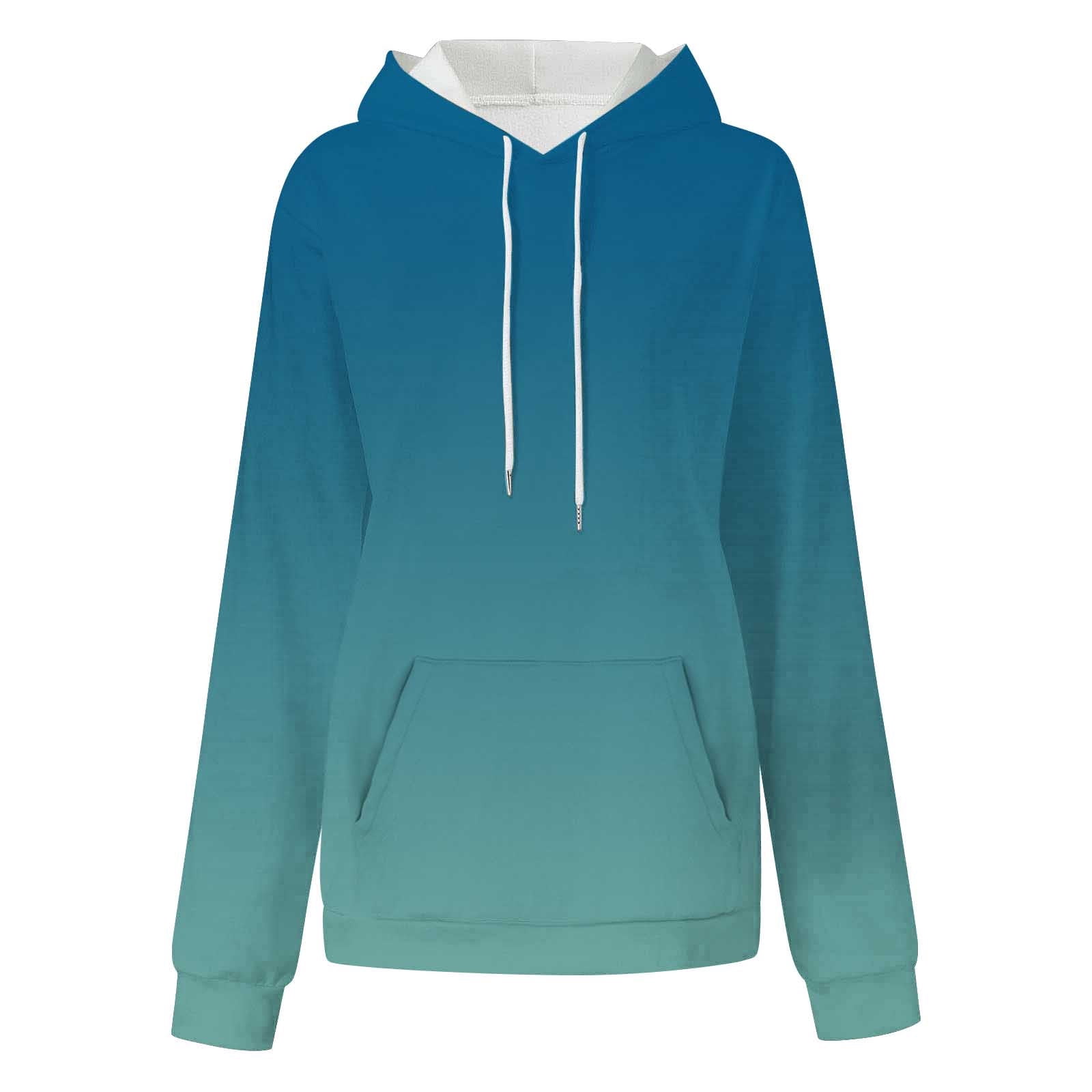 Womens Hoodies with Pockets, Long Sleeve Pullover for Women Fall Fashion Ombre Tie Dye Drawstring Hooded Crewneck Sweatshirts S-2XL