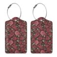thumbnail image 3 of Sikiie Rose Flowers Luggage Tag for Suitcase Leather Baggage Tag with Stainless Steel Loop Privacy Cover for Women Men Girls-4 PCS, 3 of 5