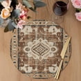 thumbnail image 3 of Brown Boho Round 13 Inch Placemats Set of 6, Retro Western Rustic Ethnic Tribal Patterns HeatResistant Non Slip Place Mats for Dining Table, Wipeable Braided Kitchen Table Mats for Housewarming, 3 of 9