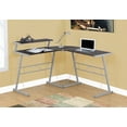 thumbnail image 4 of 48 Inch L Shaped Brown Computer Desk with Monitor Shelf and Grey Metal Frame, 4 of 5