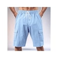 thumbnail image 4 of Cargo Shorts for Men Trendy Drawstring Elastic Waist Casual Shorts with Multi Pockets Workout Sport Outdoor Light Blue L, 4 of 7