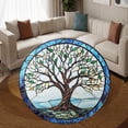 thumbnail image 3 of Round Area Rug, Tree Of Life7 Non-Slip Floor Mat, Soft Washable Carpet for Living Room Bedroom Decor 71 Inch, 3 of 6