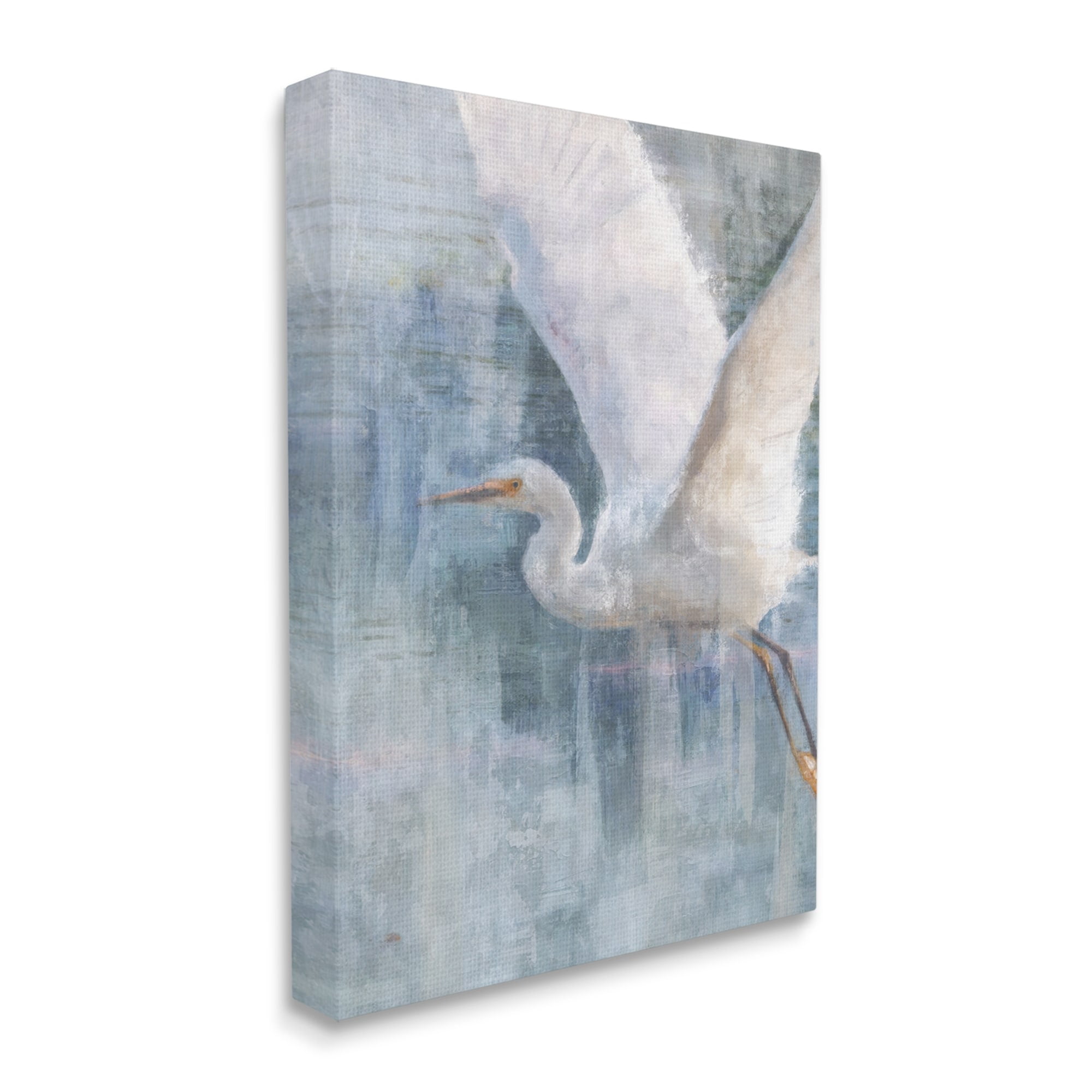 Stupell Industries Flying Egret Coastal Abstraction Coastal Painting Gallery Wrapped Canvas Print Wall Art