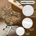 thumbnail image 5 of Whosucclay Brown Boho Mandala Flower Print Stretch Curved Back Dining Chair Slipcovers Universal Curved Back Chair Slipcover Armchair Covers for Office Living Room Banquet Vanity Bedroom, 5 of 7