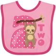 thumbnail image 3 of Inktastic Pink Sloth 2nd Birthday Girls Baby Bib, 3 of 4