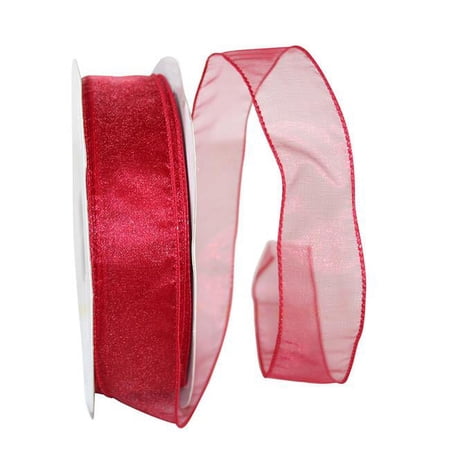 Reliant Ribbon - 99908W-220-09K Sheer Lovely Value Wired Edge Ribbon Rose Red 1-1/2 Inch 50 Yards