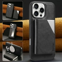 ELEHOLD Case for iPhone 16 Pro Max, Magnetic Detachable Leather Alloy Wallet Case with Card Slots,Black